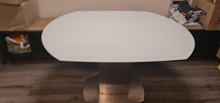 Glazen Eettafel uitdraaibaar!, Huis en Inrichting, Tafels | Eettafels, Gebruikt, 50 tot 100 cm, 150 tot 200 cm, Vijf personen of meer