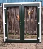 PVC dubbele deur aluplast monumentgroen/wit exclusief glas, Doe-het-zelf en Verbouw, Ophalen, Kunststof, Deurkozijn, Zo goed als nieuw