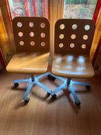 Bureaustoel  verstelbaar, hout 2 stuks, Huis en Inrichting, Bureaustoelen, Ophalen, Gebruikt, Bruin, Bureaustoel
