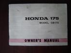 Honda CB175 K4 1970 motorcycle owner's manual CB 175, Motoren, Ophalen of Verzenden, Honda