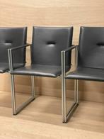Set van 4 Arco Frame stoelen, design van Burkard Vogtherr, Huis en Inrichting, Stoelen, Ophalen, Zwart, Leer, Zo goed als nieuw