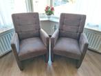 Twee eetkamerstoelen met bruine preston stof., Huis en Inrichting, Ophalen of Verzenden