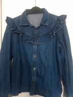 Mooie jeans blouse met ruffle maat 40, Blauw, Ophalen of Verzenden, Zo goed als nieuw