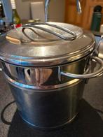 Grote  de Meijere pan met zeef, Ophalen, Zo goed als nieuw, Rvs