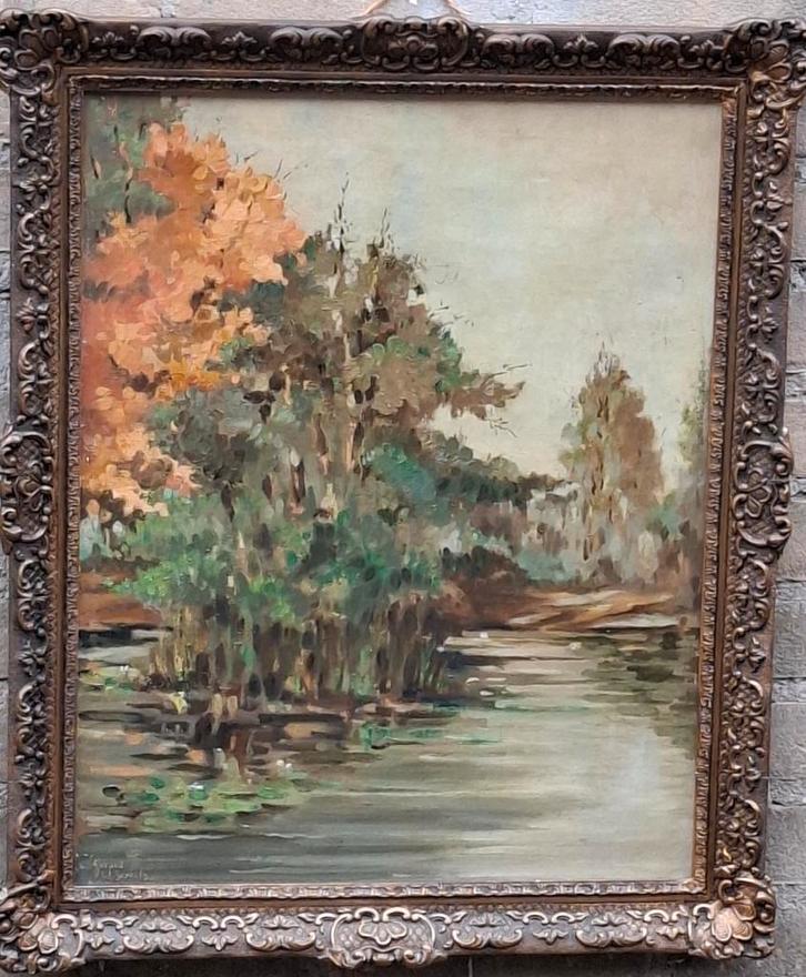 Gerard C.J. Gerrits (1893-1959),Divionistisch bosgezicht., Antiek en Kunst, Curiosa en Brocante, Ophalen