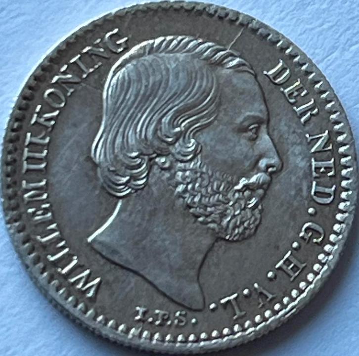 Schitterend dubbeltje 1884, Postzegels en Munten, Munten | Nederland, Losse munt, 10 cent, Koning Willem III, Zilver, Ophalen of Verzenden