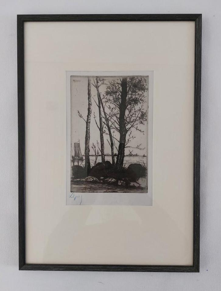Ets Lepic - Landschap met Bomen, Antiek en Kunst, Kunst | Etsen en Gravures, Ophalen of Verzenden