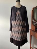 Steps Retro bruin oranje jurk '60 mt 36 en bolero bruin vest, Bruin, Ophalen of Verzenden, Knielengte, Maat 36 (S)