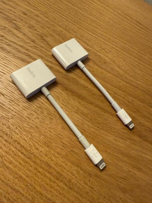 2X Belkin Lightning Rockstar adapter audio en opladen apple, Telecommunicatie, Mobiele telefoons | Telefoon-opladers, Zo goed als nieuw