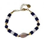Polymeerklei Armband Unisex Donkerblauw-Gebroken Wit Verguld, Birgitta-Gracht 33, 6465 EL Kerkrade, Nederland, Verzenden, Nieuw