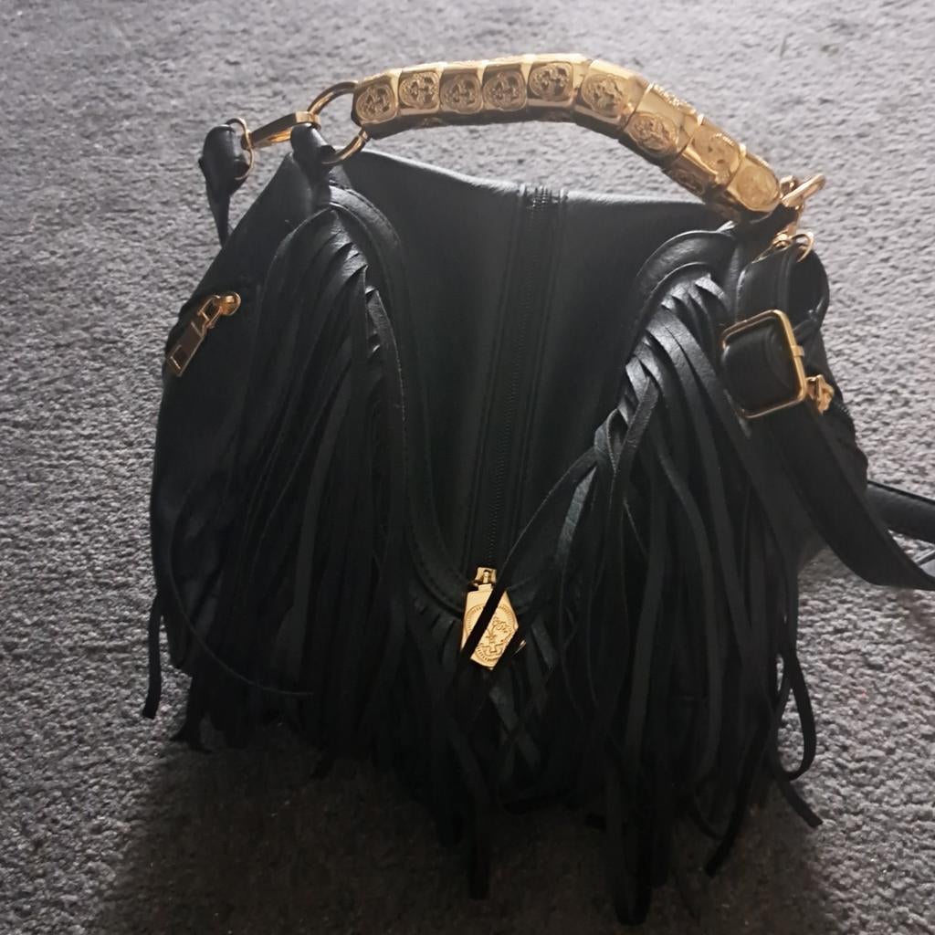 Loavies Zwarte Tas met Franje, Sieraden, Tassen en Uiterlijk, Tassen | Damestassen, Ophalen of Verzenden