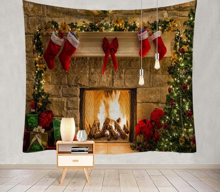 Kerst Wandkleed 1 3D Wand Kleed Kerstmis Openhaard Muurkleed, Huis en Inrichting, Stoffering | Tapijten en Kleden, Nieuw, Rechthoekig