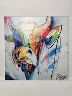 # Bonte koe op glas 48 x 49 cm. Model 2, Antiek en Kunst, Kunst | Schilderijen | Modern, Ophalen