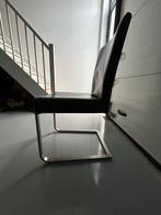 6 Eetkamerstoelen - Zwart Leer & Metaal, Huis en Inrichting, Stoelen, Ophalen, Gebruikt, Zwart, Leer