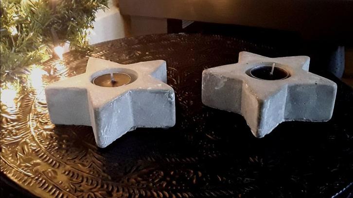 Stoere betonnen waxinelichthouders in stervorm, Diversen, Kerst, Gebruikt, Ophalen of Verzenden