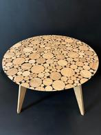Salontafel rond – Eikenhout met epoxy | Stoer en Handgemaakt, 50 tot 100 cm, Design, Nieuw, Minder dan 50 cm