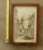 schilderijtje AMERSFOORT stadsgezicht, ik denk aquarel (Q27), Antiek en Kunst, Ophalen of Verzenden