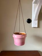 Vintage Roze Hangpot - Keramiek Jaren '70/'80, Tuin en Terras, Bloempotten, Gebruikt, Rond, Binnen, Ophalen of Verzenden