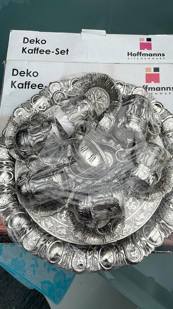 Turks Koffieservies Moeke met Zilverblad, Huis en Inrichting, Keuken | Servies, Zo goed als nieuw, Kop(pen) en/of Schotel(s), Overige stijlen
