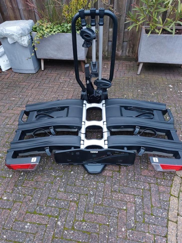 Thule EasyFold 934- 3Fietsen, Auto diversen, Fietsendragers, Zo goed als nieuw, Trekhaakdrager, 2 fietsen, Brede banden, Elektrische fiets