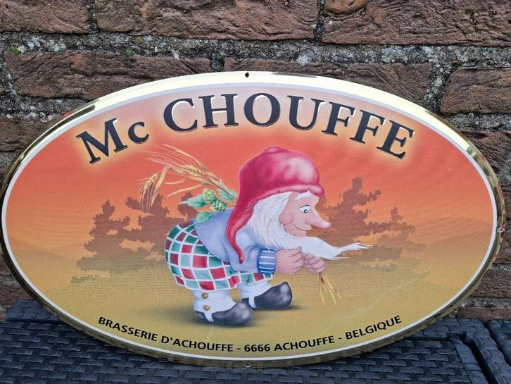 Zeldzaam reclamebord McChouffe (oude versie), Verzamelen, Biermerken, Nieuw, Reclamebord, Plaat of Schild, Overige merken, Ophalen of Verzenden