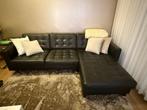 Ikea Landskrona bank | 2-zits + chaise longue | zwart leer, Ophalen, Zo goed als nieuw, Leer, Zwart, IKEA, Landskrona