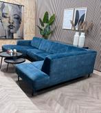 Velvet Velours Montel Star U-Bank / Hoekbank - Blauw - 350cm, Ophalen, -, -, Hoekbank
