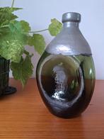 Art deco groene fles/karaf met tinnen hals en kurk, Antiek en Kunst, Ophalen of Verzenden