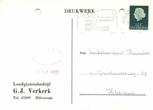 Loodgietersbedrijf G.J. Verkerk, Hilversum - 07.1968 - drukw, Postzegels en Munten, Brieven en Enveloppen | Nederland, Briefkaart