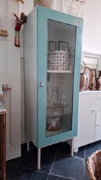 Vintage industriële apothekers kast, metalen vitrine kastje, Ophalen, Gebruikt, Vintage, Vintage industrieel