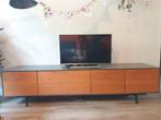 Tv meubel met walnoot fineer, 215 cm breed, Huis en Inrichting, Kasten | Televisiemeubels, Ophalen, Gebruikt, 200 cm of meer, Minder dan 100 cm