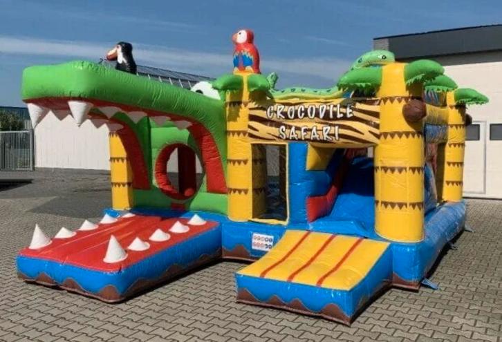 Te huur Springkussen Safari / Krokodil, Hobby en Vrije tijd, Feestartikelen | Verhuur, Zo goed als nieuw, Overige, Ophalen