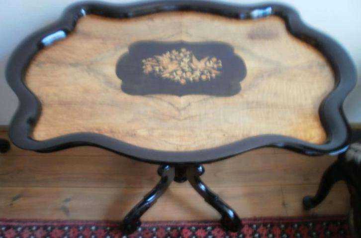 Willem III notenhouten spinpoot wijn/theetafel met inlegwerk, Antiek en Kunst, Antiek | Meubels | Tafels, Ophalen