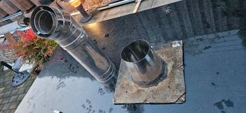 Dakdoorvoer en buis/bocht kachel/ pelletkachel rvs 150/100