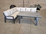 Lounge-Dining tuinset in prachtige staat. (Showroom model), Ophalen, 6 zitplaatsen, Aluminium, Zo goed als nieuw
