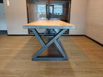 Industriële tafel – massief eikenhout & stalen frame, Huis en Inrichting, Tafels | Eettafels, Ophalen, Eikenhout, 200 cm of meer