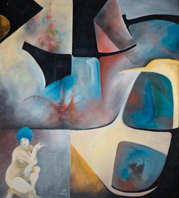 Onbekemde kunstenaar, abstract, AHV monogram initalen beschikbaar voor biedingen