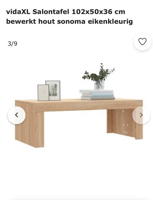Salontafel 102x50x36 cm bewerkt hout eikenkleur, Huis en Inrichting, Tafels | Salontafels, Zo goed als nieuw, Minder dan 50 cm