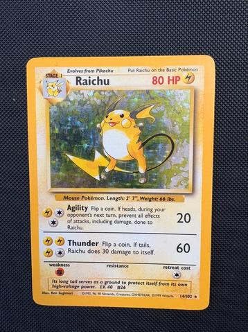 Raichu holo 14/102 pokemon base set beschikbaar voor biedingen
