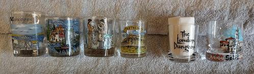 6 souvenirs / shots: Griekenland, London Dungeon, Split (HR), Verzamelen, Glas en Borrelglaasjes, Zo goed als nieuw, Borrel- of Shotglas