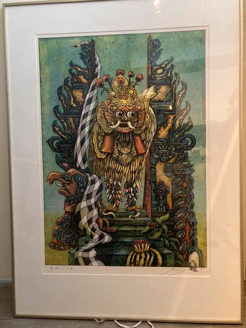 Mooi zeefdruk Rob Clous “Bali I” nummer 1/60 (V120), Antiek en Kunst, Kunst | Etsen en Gravures, Ophalen of Verzenden