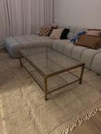 Salontafel messing en glas, Ophalen, Gebruikt, 100 tot 150 cm, 50 tot 100 cm