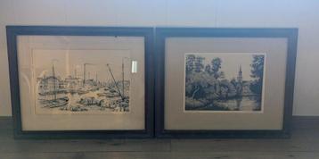 Henk Alberts Kunst uit Almelo! 2 Tekeningen Printen. beschikbaar voor biedingen