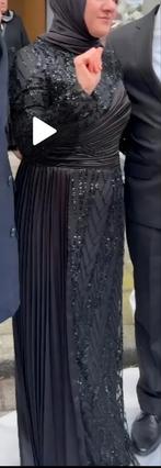 Zwarte Tesettur Abiye Feestjurk Maat 42/44, Kleding | Dames, Ophalen of Verzenden, Zo goed als nieuw, Maat 42/44 (L), Zwart