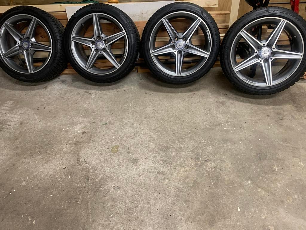 Mercedes AMG 18 inch winterwielen breedset Pirelli, 18 inch, Gebruikt, Overige, Banden en Velgen