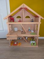 Houten poppenhuis met meubels, Kinderen en Baby's, Speelgoed | Poppenhuizen, Ophalen, Poppenhuis