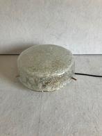 Hillebrand vintage plafondlamp ijsglas messing voet jaren 60, Ophalen of Verzenden, Gebruikt, Glas