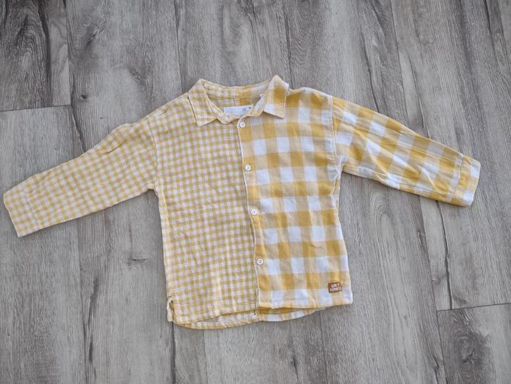 Prachtig geel geblokt overhemd van Zara, katoenen blouse, 98, Kinderen en Baby's, Kinderkleding | Maat 98, Zo goed als nieuw, Jongen