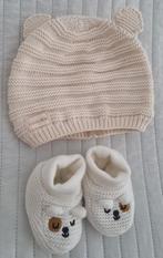 Setje muts slofjes baby winter kleding beige wit hond, Maat 62, Little Mini, Zo goed als nieuw, Muts