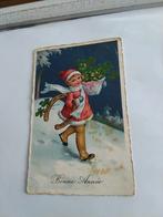 MEISJE MET KLAVERTJES  EN HOEFIJZER  BONNE ANNEE, Verzamelen, Ophalen of Verzenden, Voor 1920, Kinderen